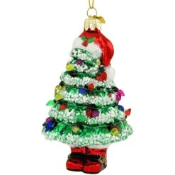Christmas Tree With Hats And Boots Glass Ornament