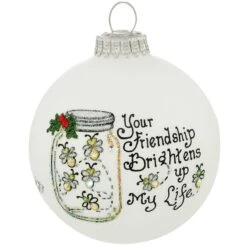 Your Friendship Brightens My Life Heart Gifts Glass Ornament