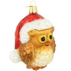 Santa Owl Glass Ornament