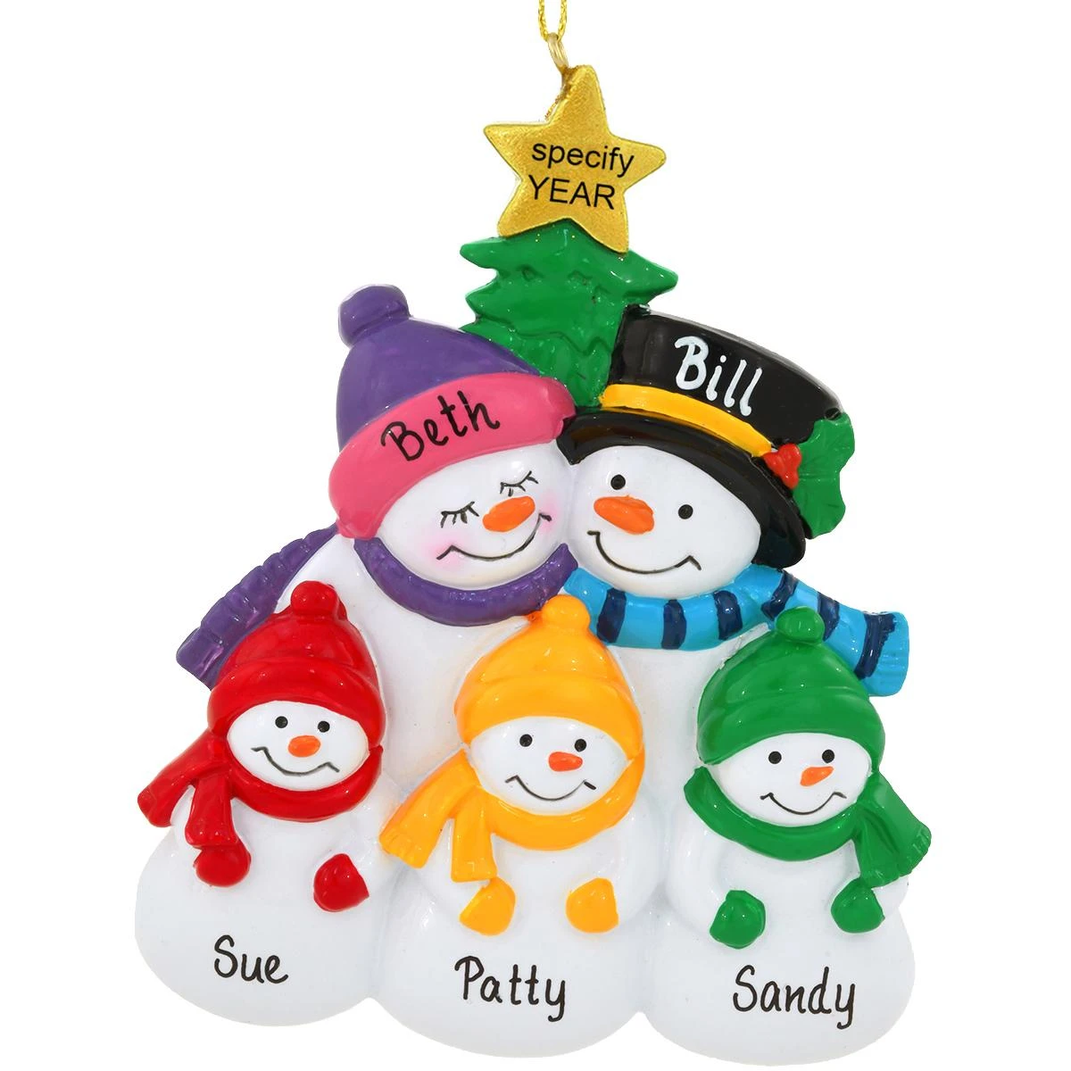 Personalized Snow Family With 3 Children Resin Ornament 3 Personalized Snow Family With 3 Children Resin Ornament