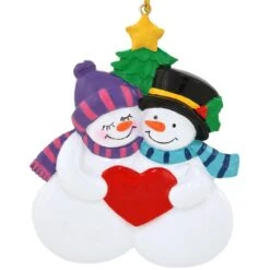 Personalized Snow Couple With Heart And Christmas Tree Resin Ornament -Holiday Decoration Store 1211796 web 2