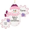 Personalized Pink Snowman With Snowflakes Baby's First Christmas Resin Ornament -Holiday Decoration Store 1211849 web 1.default