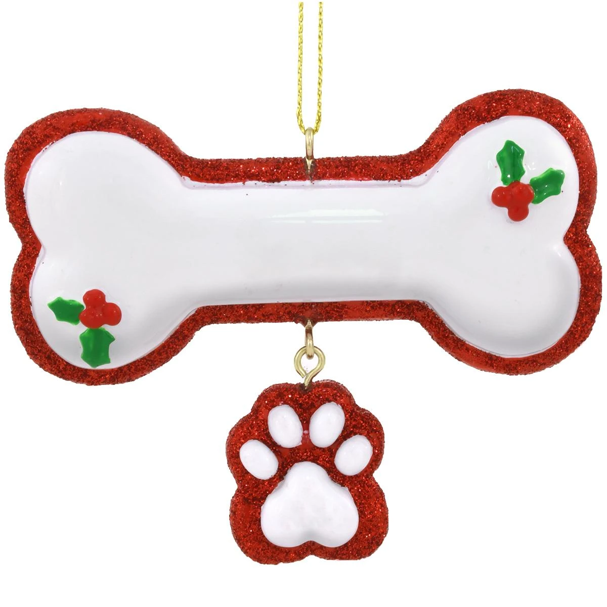 Personalized Dog Bone With Paw Print Resin Ornament 4 Personalized Dog Bone With Paw Print Resin Ornament - Image 2