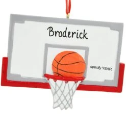 Personalized Basketball Hoop With Ball Resin Ornament