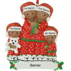 Personalized African American Pajama Family Of 4 Resin Ornament -Holiday Decoration Store 1212420 web 3
