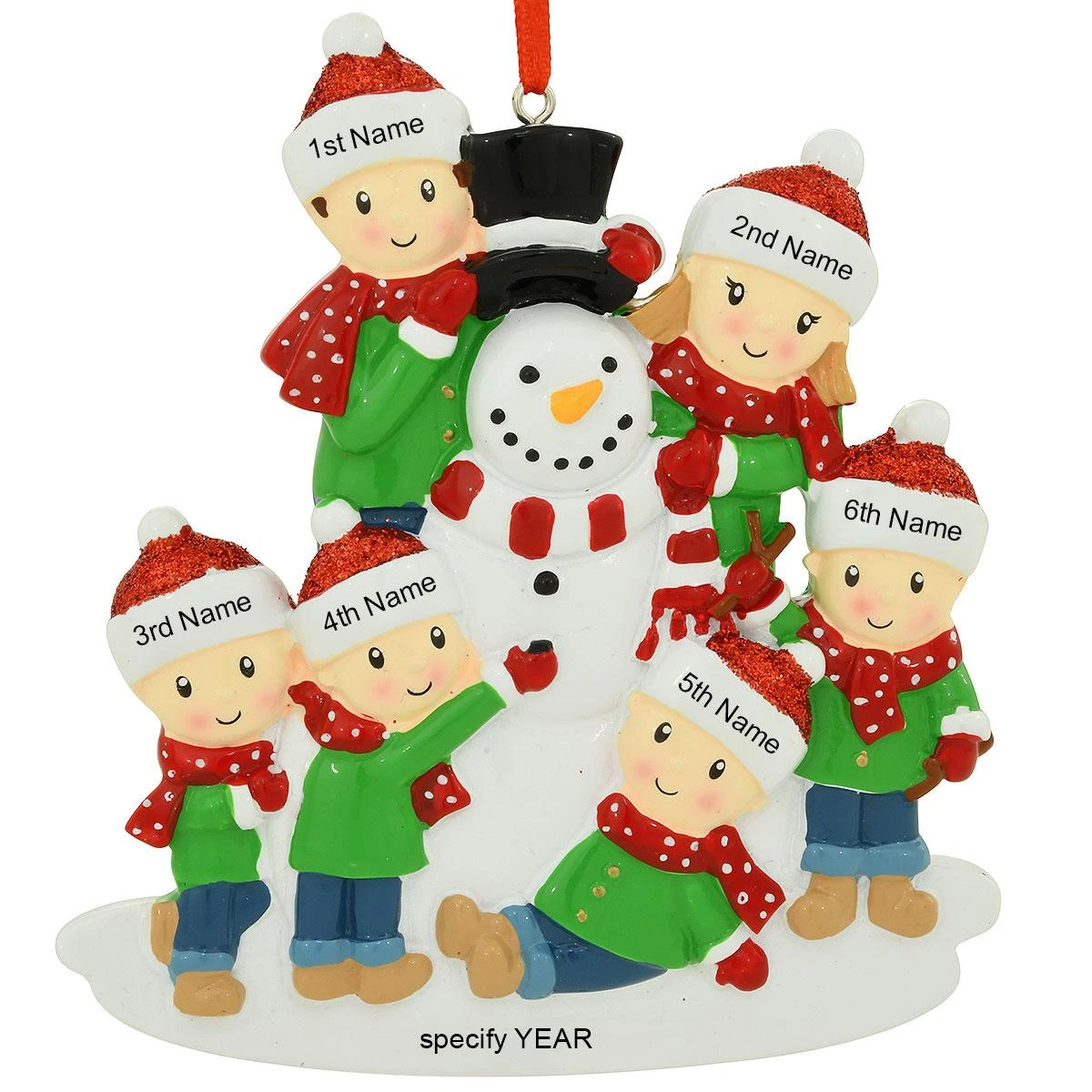 Personalized Family Of 6 Building Snowman Ornament 5 Personalized Family Of 6 Building Snowman Ornament - Image 3