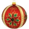 Poinsettia Designs On Red Glass Ornament -Holiday Decoration Store 1212553 web 1.default