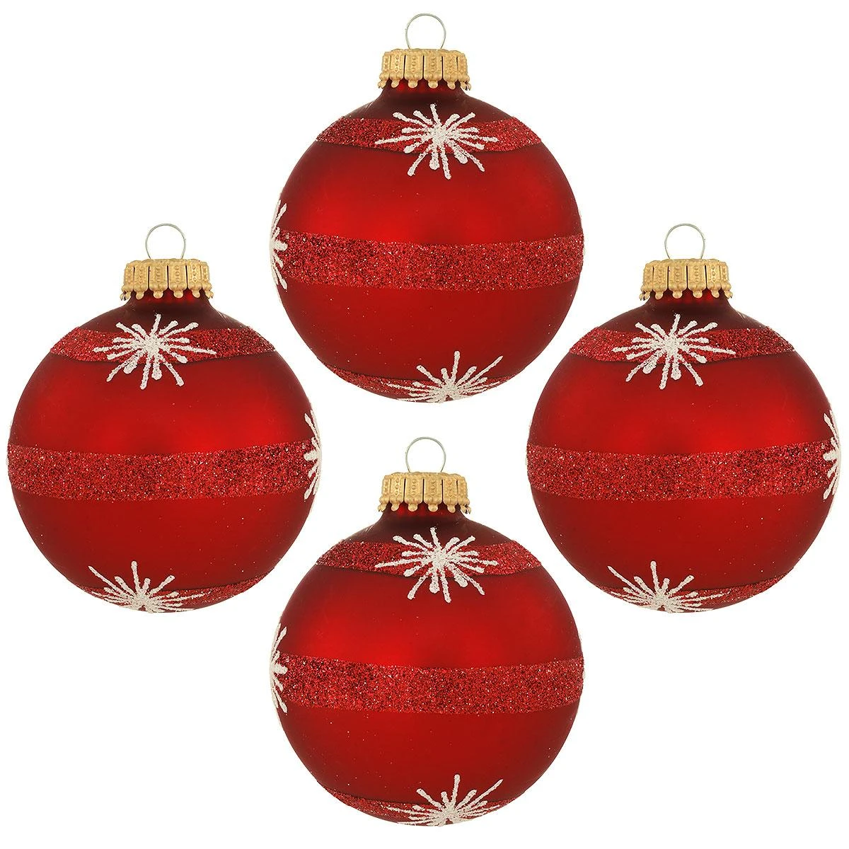 Set Of 4 Red Velvet Glass Ornaments With Starbursts And Stripes 3 Set Of 4 Red Velvet Glass Ornaments With Starbursts And Stripes