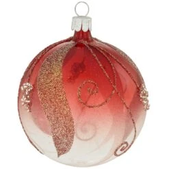 Transparent Red With Swirls Glass Ornament