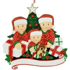 Personalized Family Of 3 Opening Presents Resin Ornament -Holiday Decoration Store 1212869 web 3