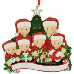 Personalized Family Of 6 Opening Presents Resin Ornament 7 Personalized Family Of 6 Opening Presents Resin Ornament -Holiday Decoration Store 1212872 web 3