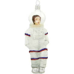 Astronaut 5 Inch White Glass Ornament
