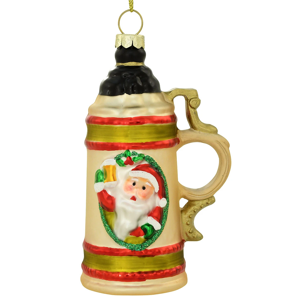 Beer Stein With Santa Glass Ornament 3 Beer Stein With Santa Glass Ornament