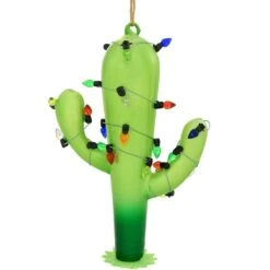 Cactus Ornament With Lights Glass Ornament