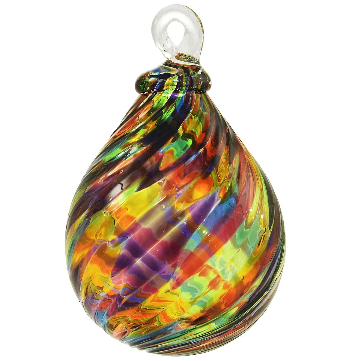 Rainbow Twist Spun Glass Teardrop Ornament 3 Rainbow Twist Spun Glass Teardrop Ornament