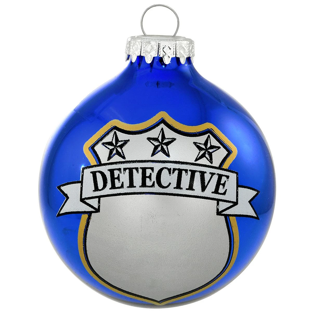 Personalized Detective Badge Blue Glass Ornament 4 Personalized Detective Badge Blue Glass Ornament - Image 2