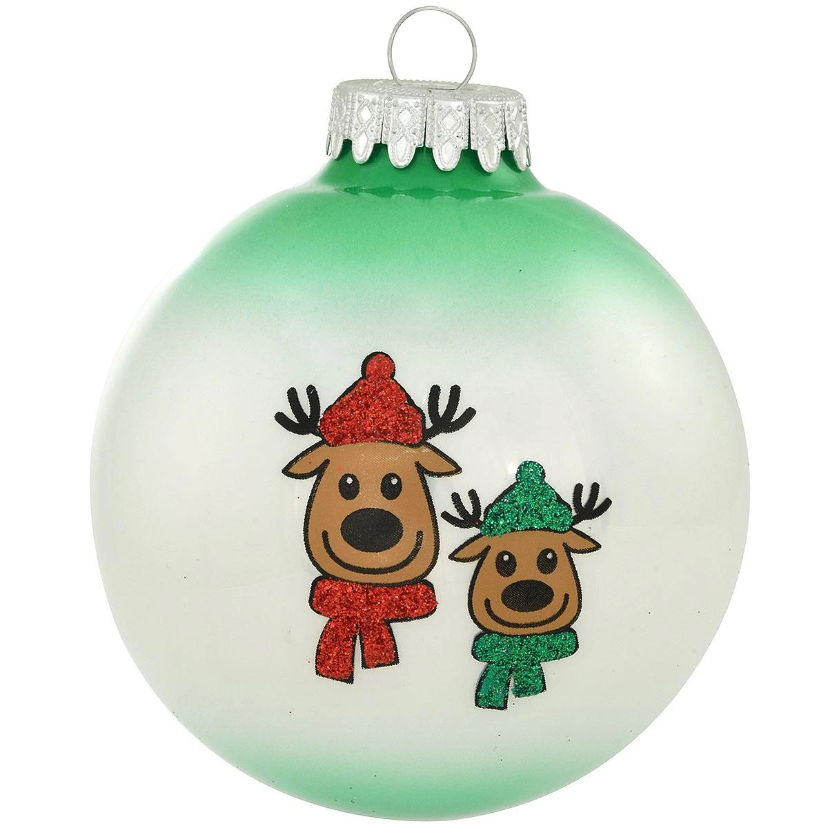 Personalized Reindeer Parent With 1 Kid Glass Ornament 4 Personalized Reindeer Parent With 1 Kid Glass Ornament - Image 2
