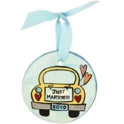 Just Married Ceramic Ornament