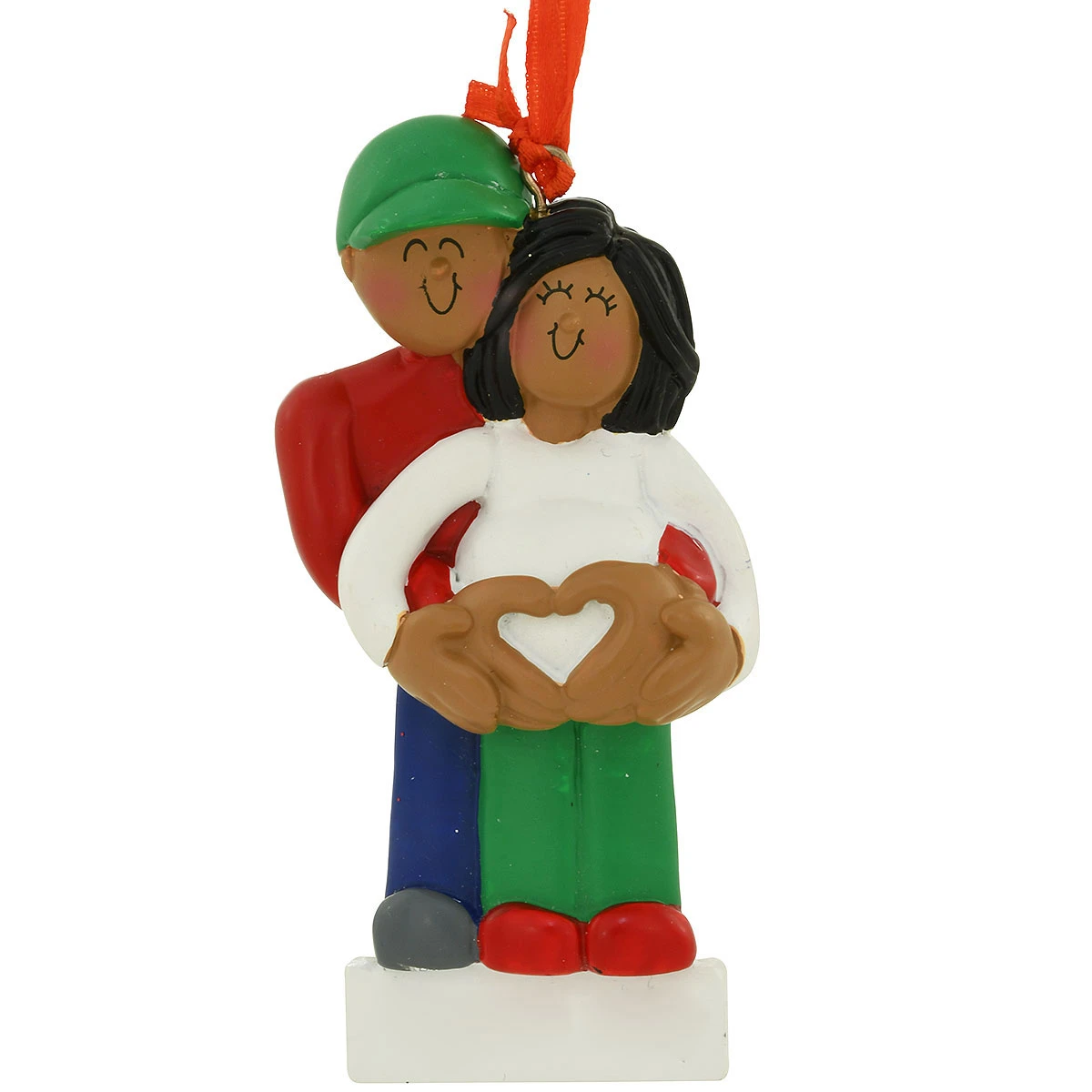 Personalized African American Expecting Couple Ornament 5 Personalized African American Expecting Couple Ornament - Image 3
