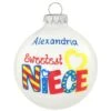 Personalized Sweetest Niece White Glass Ornament
