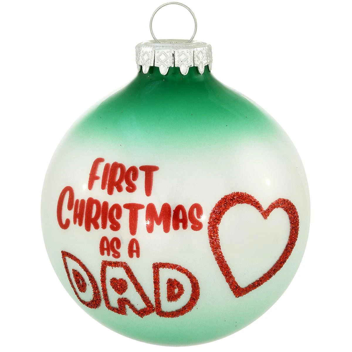 Personalized First Christmas As Dad 2 Tone Green And Opal Glass Ornament 4 Personalized First Christmas As Dad 2 Tone Green And Opal Glass Ornament - Image 2