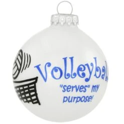 Volleyball Serves My Purpose White Opal Glass Ornament