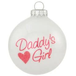 Daddy's Girl White Opal Glass Ornament