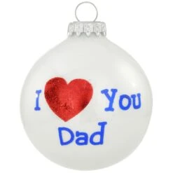 I Love You Dad White Opal Glass Ornament