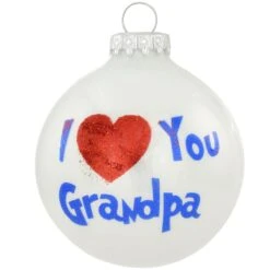 I Love You Grandpa White Opal Glass Ornament