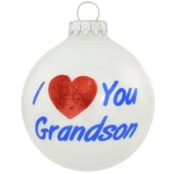 I Love You Grandson White Opal Glass Ornament