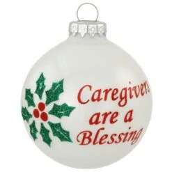 Caregivers Are A Blessing White Opal Glass Ornament
