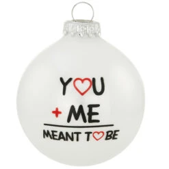 You Plus Me White Opal Glass Ornament