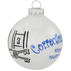 Corrections Officers White Opal Glass Ornament