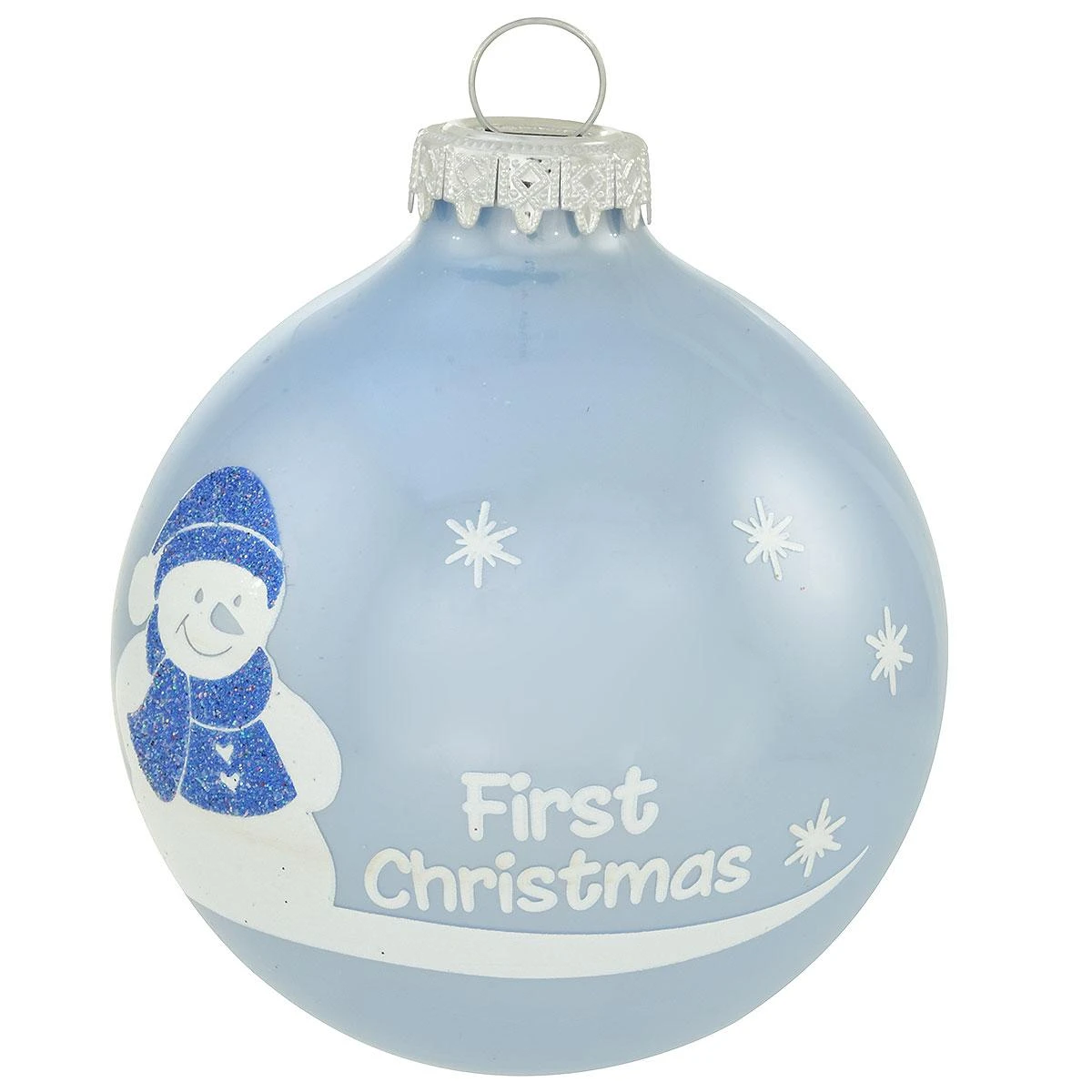 Personalized Baby's First Christmas Blue Opal Glass Ornament 4 Personalized Baby's First Christmas Blue Opal Glass Ornament - Image 2