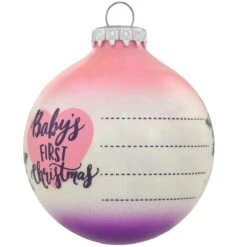 Personalized Baby's First Christmas Stats With Snowflakes Pink And Purple Glass Ornament -Holiday Decoration Store 1213769 web 3