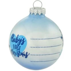 Personalized Baby's First Christmas Stats With Snowflakes Blue Glass Ornament -Holiday Decoration Store 1213770 web 3