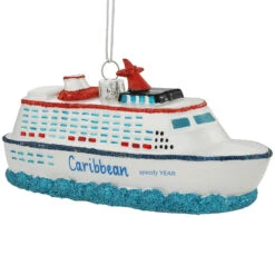 Personalized Cruise Ship With Waves Glass Ornament