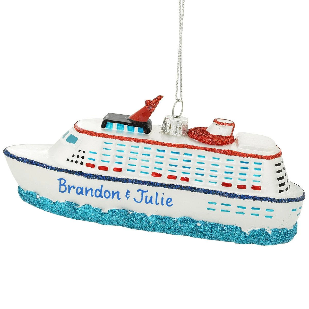 Personalized Cruise Ship With Waves Glass Ornament 4 Personalized Cruise Ship With Waves Glass Ornament - Image 2