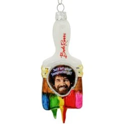 Bob Ross On Paint Brush Glass Ornament