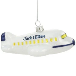 Personalized Airplane Shape Glass Ornament