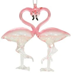 Flamingo Couple Spun Glass Ornament