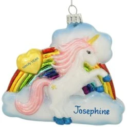 Personalized Unicorn, Cloud, Rainbow Glass Ornament