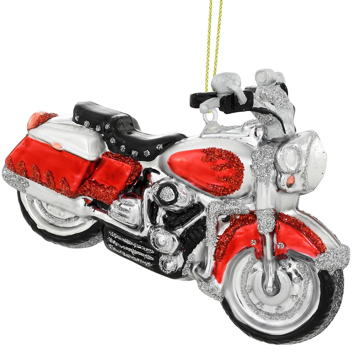 Motorcycle Red And Silver Glass Ornament 3 Motorcycle Red And Silver Glass Ornament