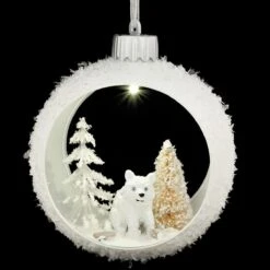 Polar Bear In Ball 4 Inch LED Glass Ornament