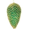 9 Inch Green Plastic Pinecone With Gold Glitter