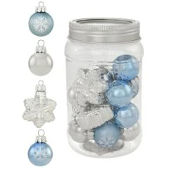 Jar With Snowflakes And Ball Ornaments