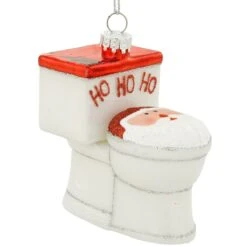 Toilet With Santa Seat Glass Ornament