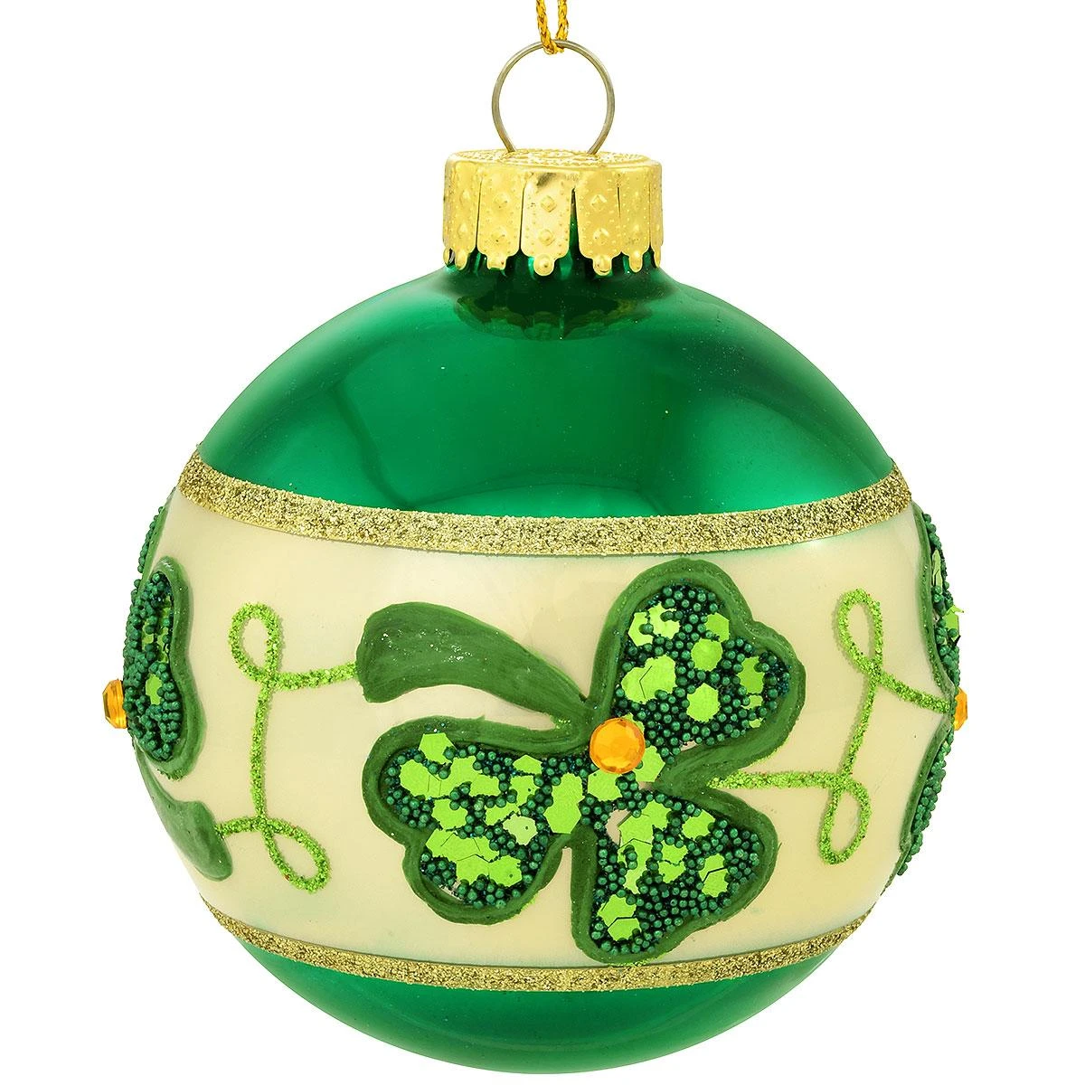 Shamrocks Design Glass Ornament 3 Shamrocks Design Glass Ornament