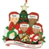 Personalized Biracial Family Of 4 Opening Gifts Resin Ornament -Holiday Decoration Store 1217465 web 1.default