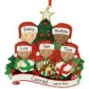 Personalized Biracial Family Of 5 Opening Gifts Resin Ornament -Holiday Decoration Store 1217467 web 1.default